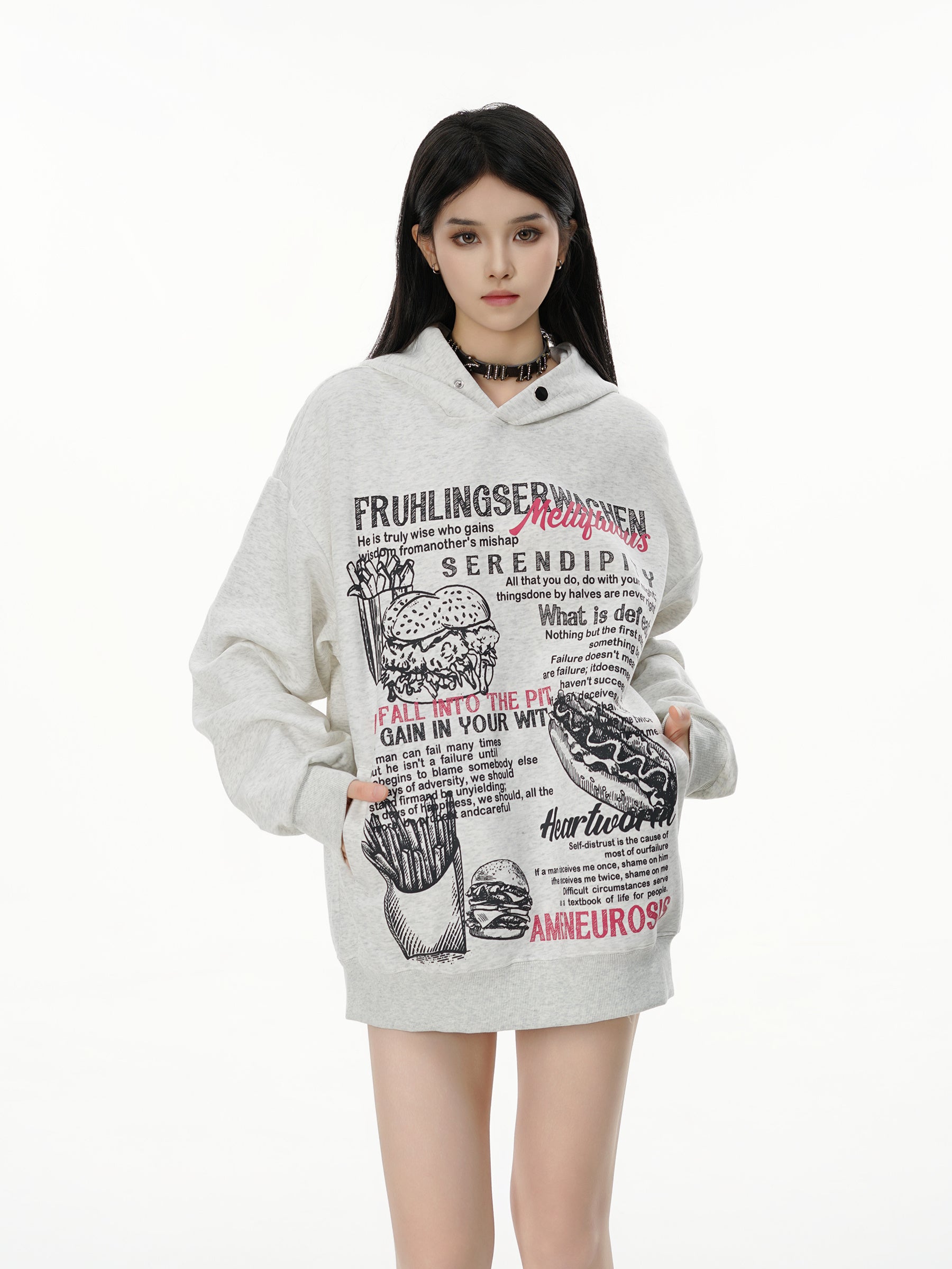 Unisex "Serendipity" Fast Food Graphic Hoodie - Oversized Streetwear Pullover