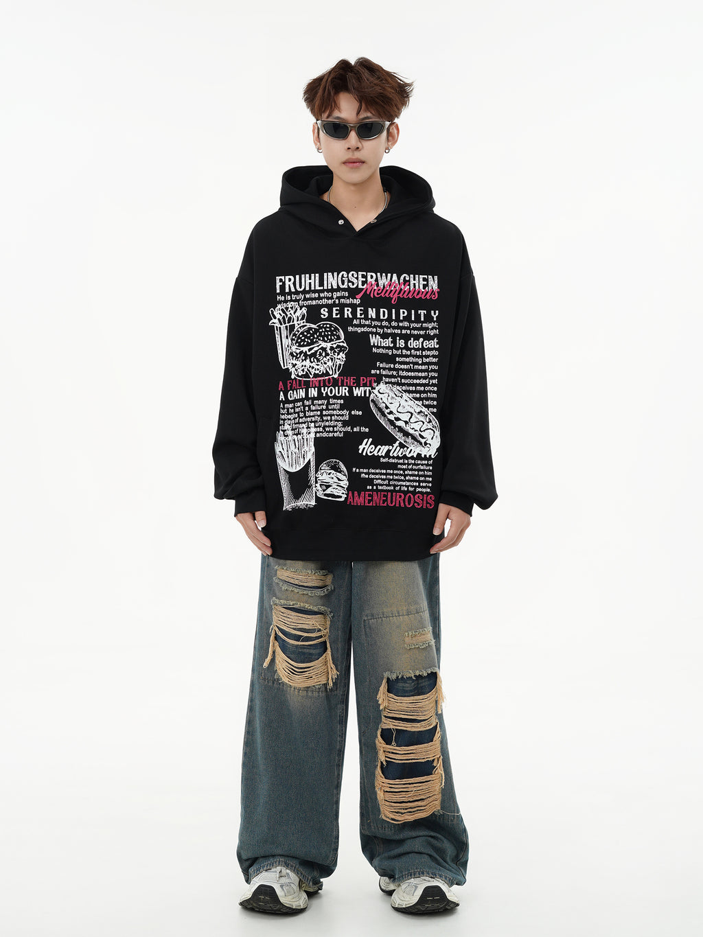Unisex "Serendipity" Fast Food Graphic Hoodie - Oversized Streetwear Pullover