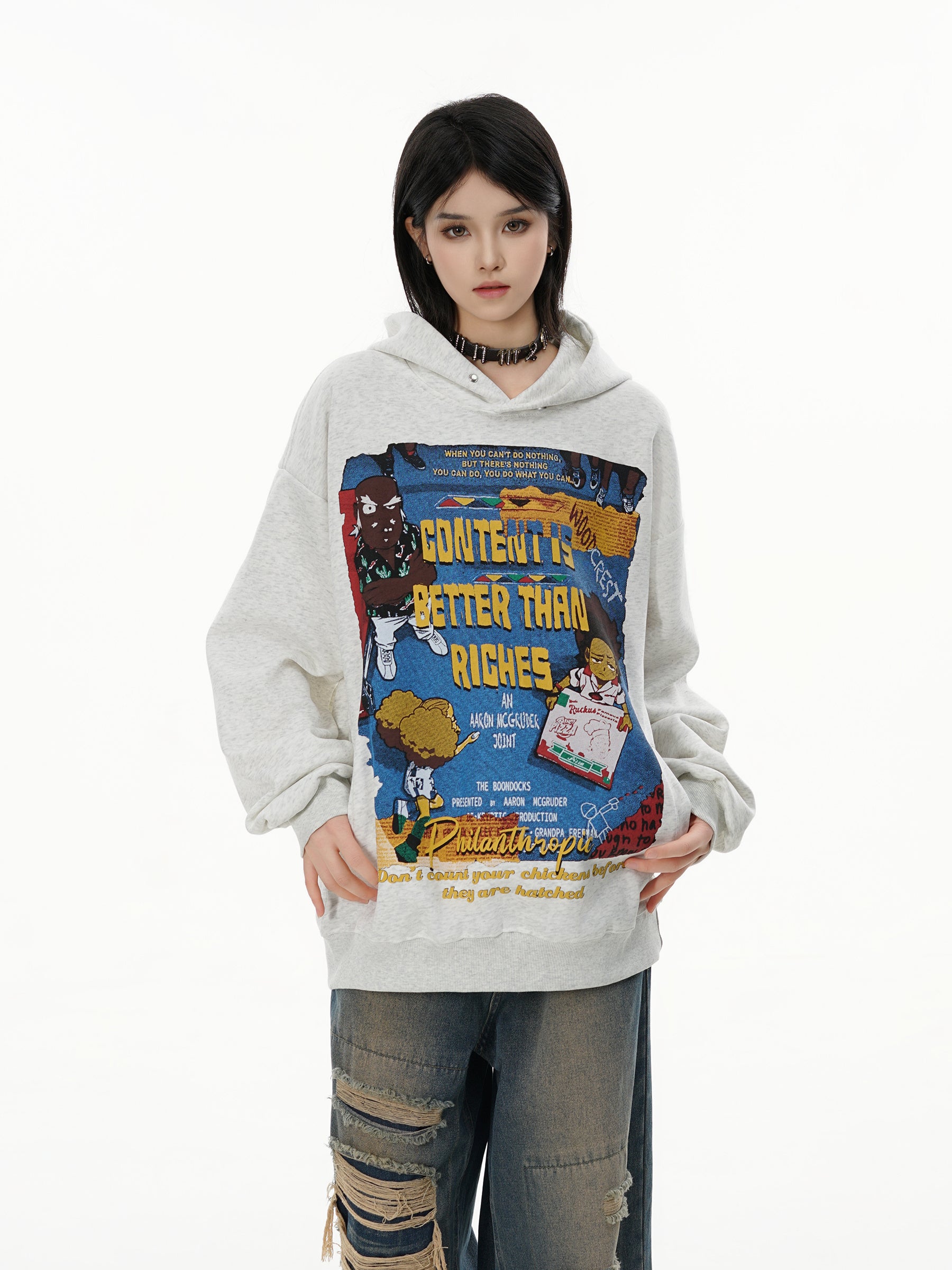 The Boondocks Tribute: "Content Is Better Than Riches" Vintage Wash Hoodie