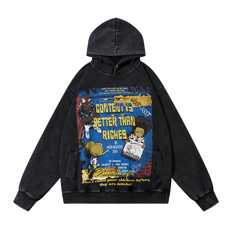 The Boondocks Tribute: "Content Is Better Than Riches" Vintage Wash Hoodie