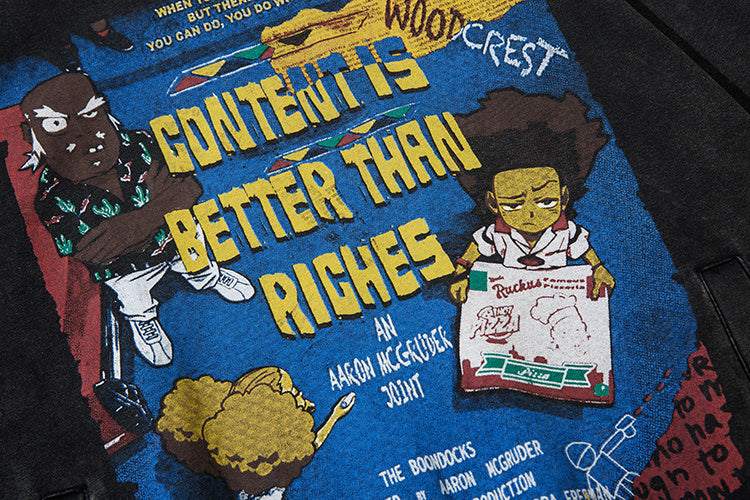 The Boondocks Tribute: "Content Is Better Than Riches" Vintage Wash Hoodie