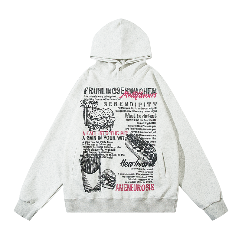Unisex "Serendipity" Fast Food Graphic Hoodie - Oversized Streetwear Pullover