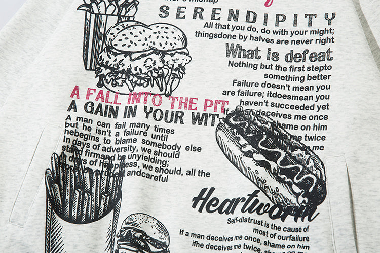 Unisex "Serendipity" Fast Food Graphic Hoodie - Oversized Streetwear Pullover