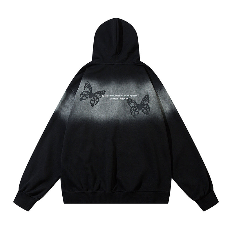 Gothic Butterfly Gradient Oversized Hoodie - Y2K Streetwear Pullover