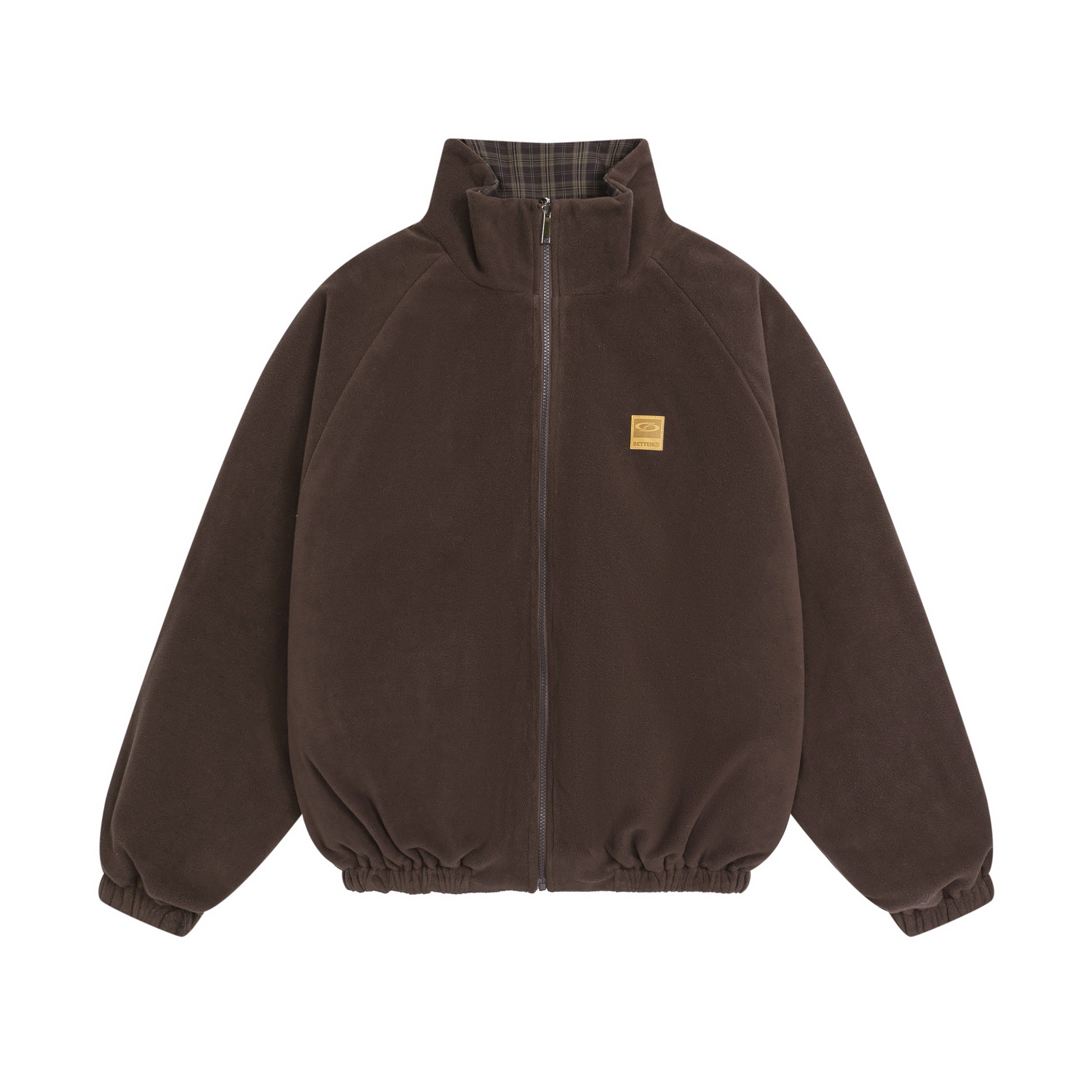 Mocha Brown Sherpa Fleece Zip Up Jacket Oversized Fit