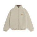 Women's Cream Apricot Sherpa Fleece Bomber Jacket Front View