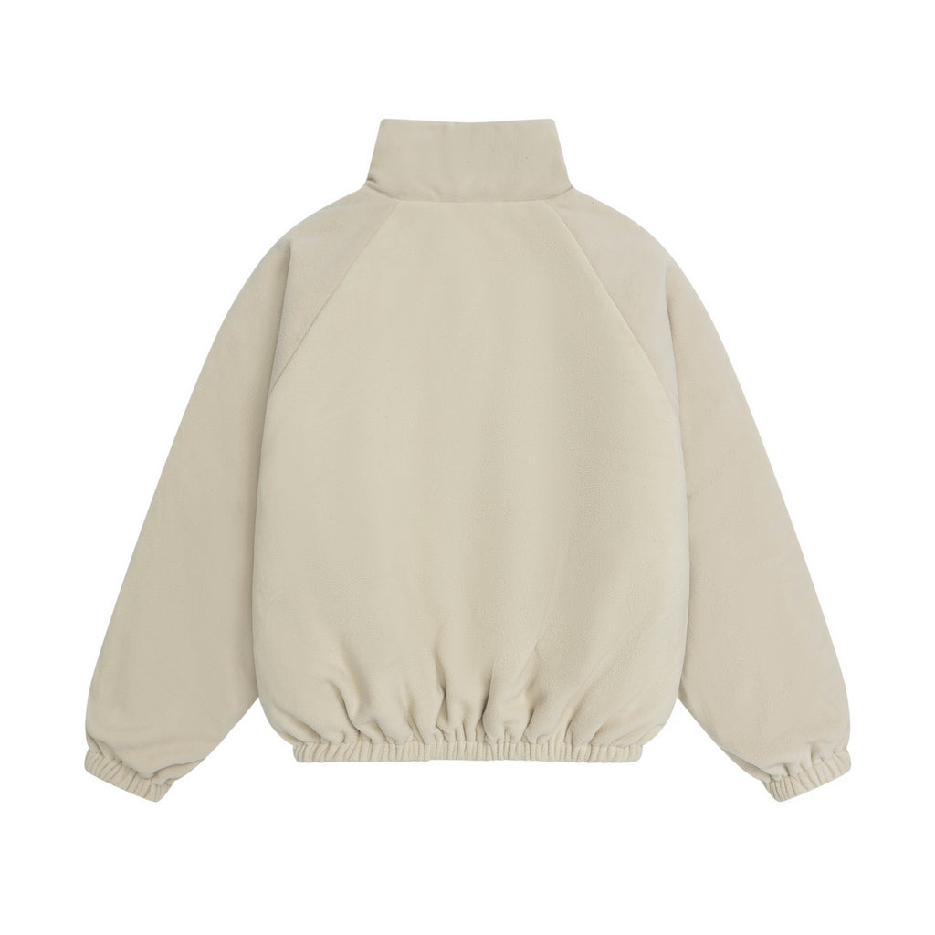 Back View of Oversized Sherpa Fleece Jacket in Cream