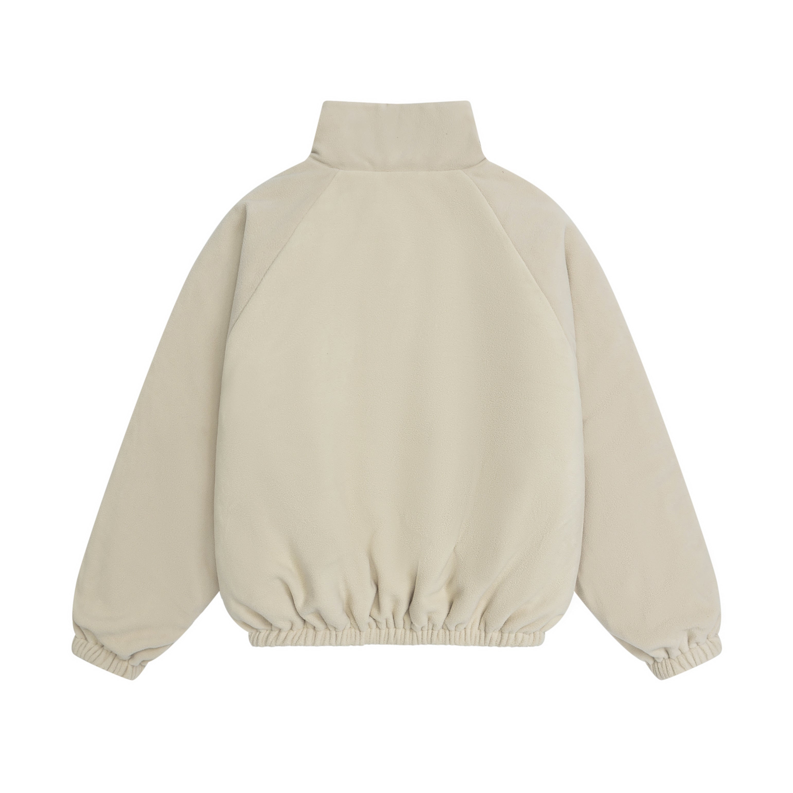 Back View of Oversized Sherpa Fleece Jacket in Cream