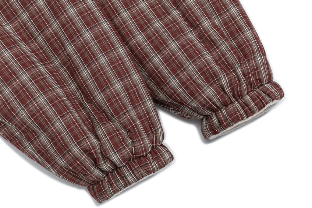 Elasticated Cuff Detail on Plaid Bomber Jacket Windproof Design