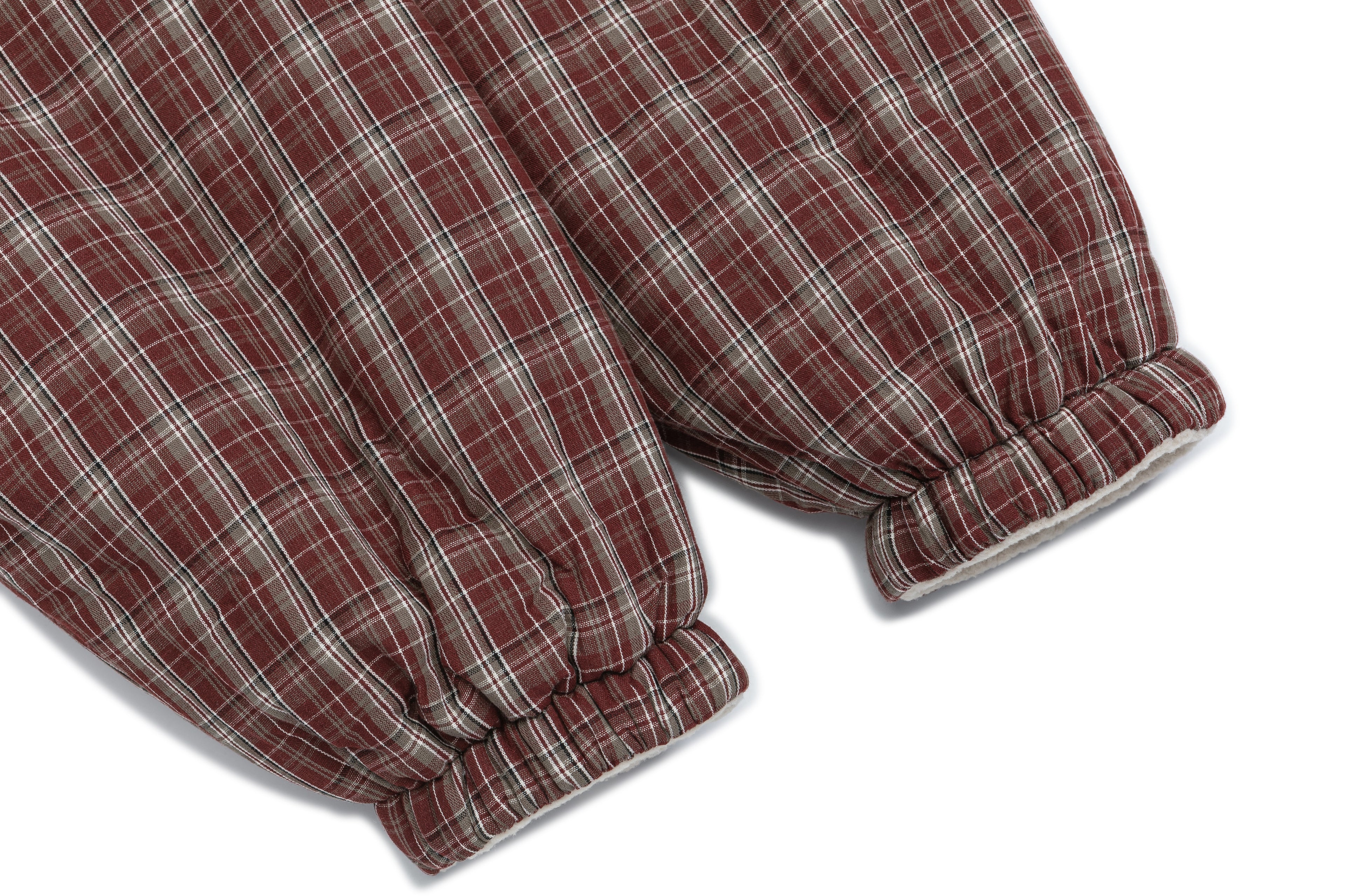 Elasticated Cuff Detail on Plaid Bomber Jacket Windproof Design