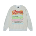 Heather Grey oversized crewneck sweatshirt with colorful graffiti typography and vintage streetwear design.