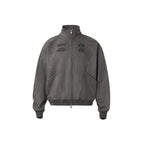 Unisex Varsity Jacket with Logo - Pink & Gray, Stand Collar Zipper Coat for Spring/Fall