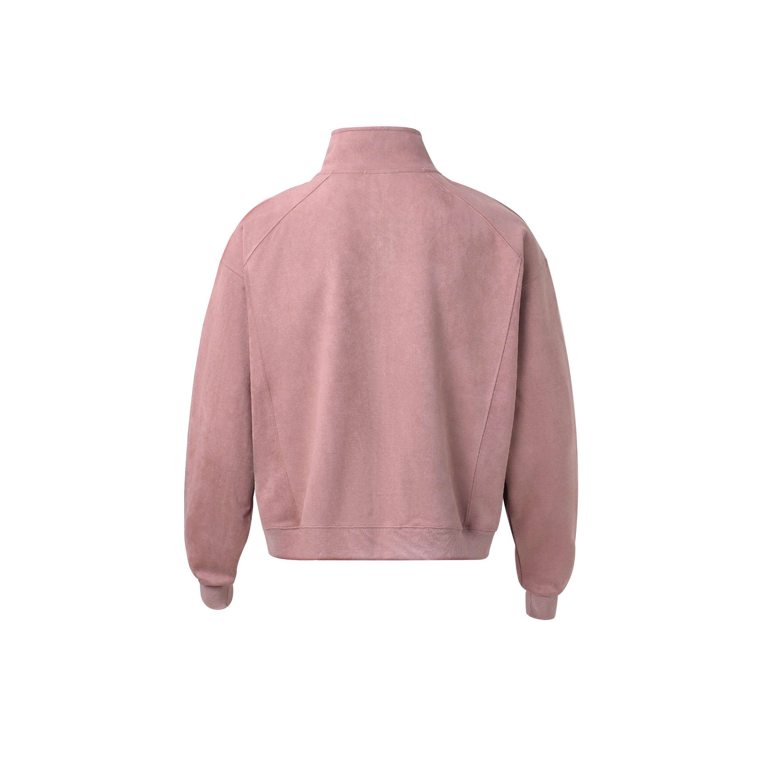 Unisex Varsity Jacket with Logo - Pink & Gray, Stand Collar Zipper Coat for Spring/Fall