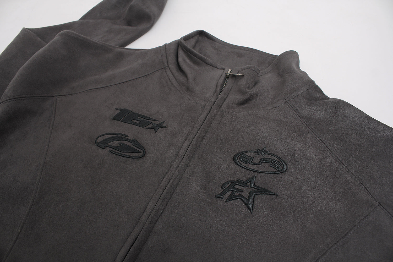 Unisex Varsity Jacket with Logo - Pink & Gray, Stand Collar Zipper Coat for Spring/Fall