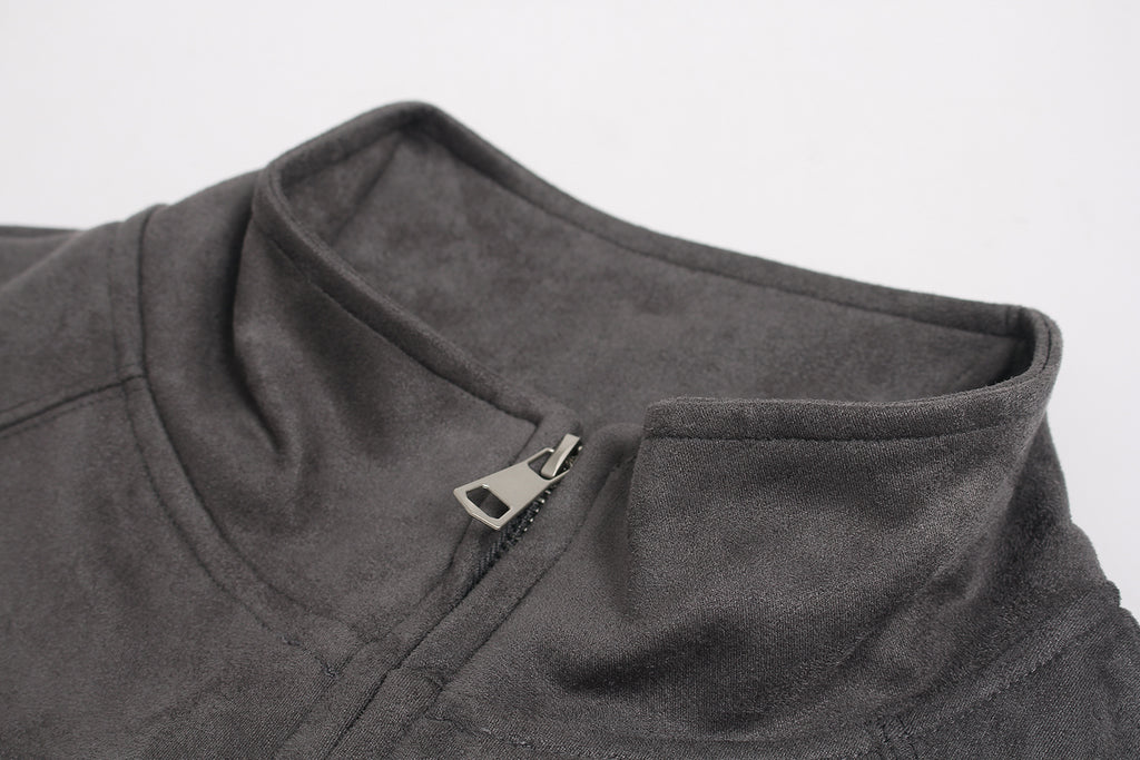 Unisex Varsity Jacket with Logo - Pink & Gray, Stand Collar Zipper Coat for Spring/Fall