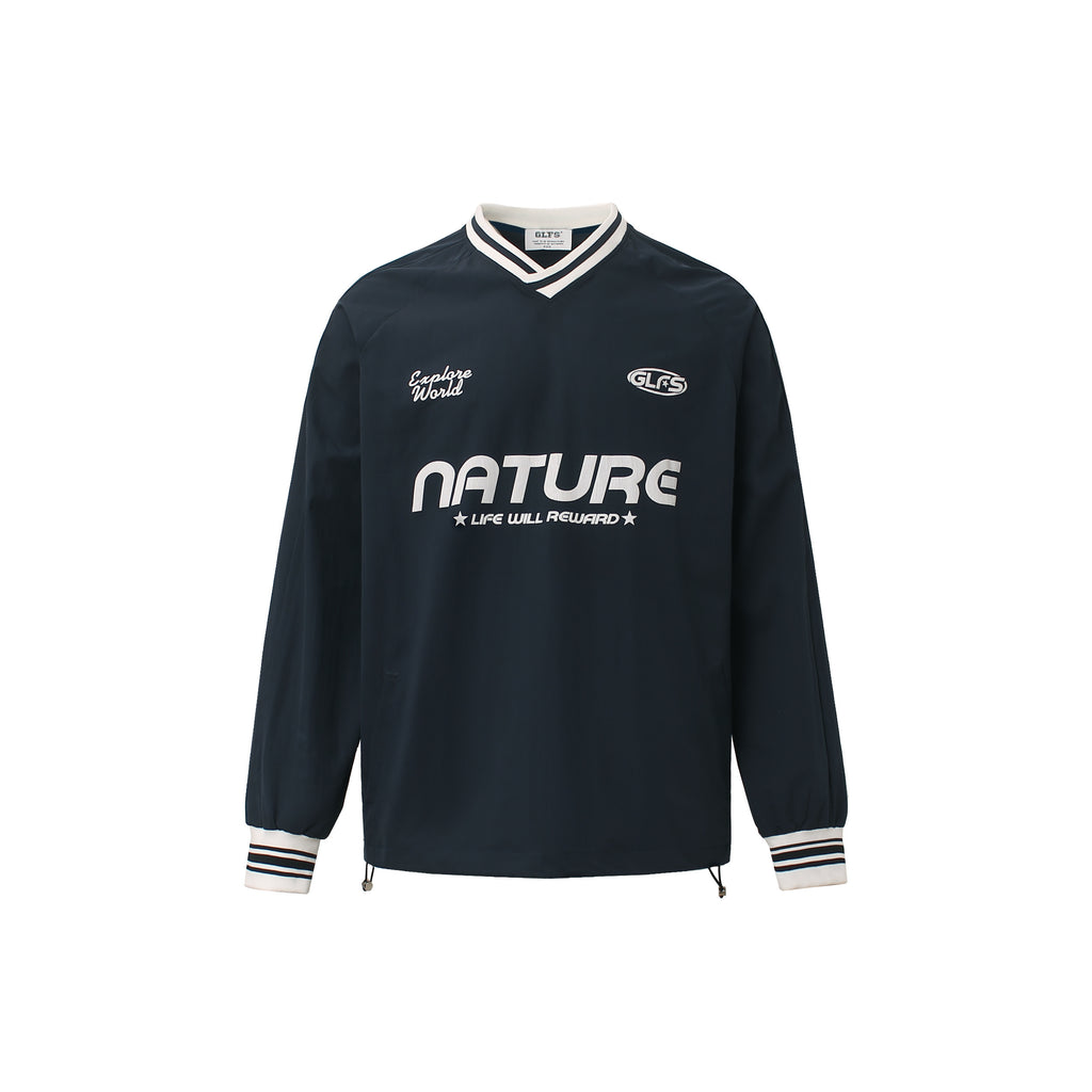 V-Neck Sweatshirt (Grey/Navy) - Unrestricted Shoulder Fit