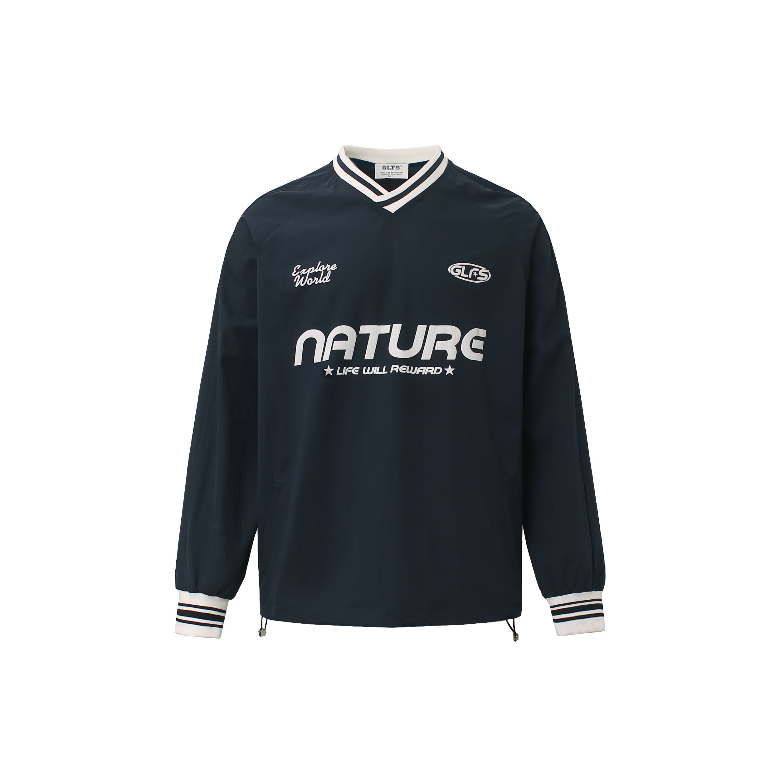 V-Neck Sweatshirt (Grey/Navy) - Unrestricted Shoulder Fit