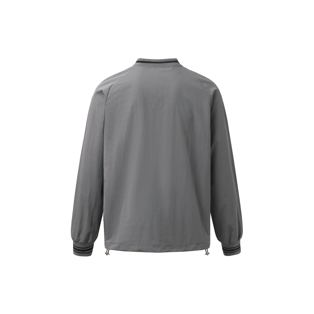 Retro V-Neck Pullover Windbreaker - Embroidered Streetwear Jacket