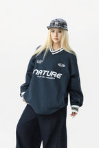 V-Neck Sweatshirt (Grey/Navy) - Unrestricted Shoulder Fit