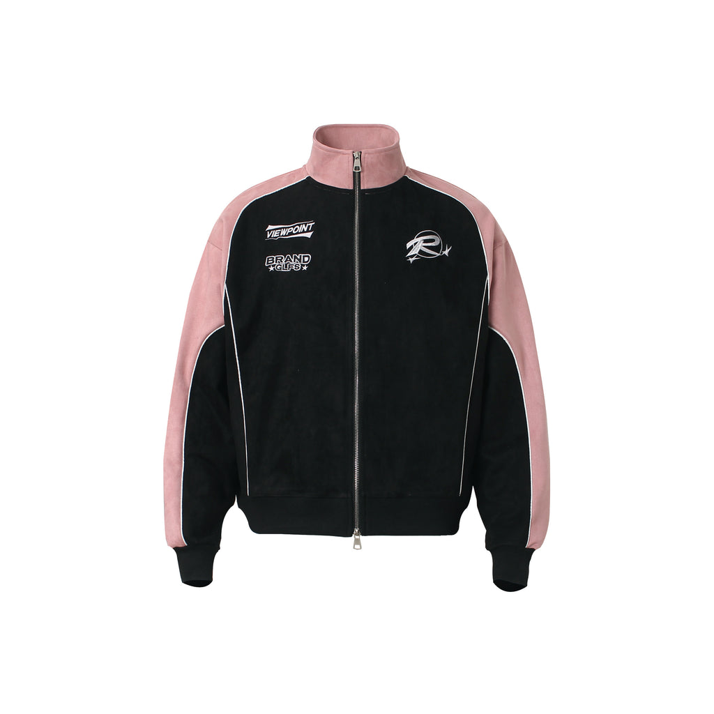 Short jacket,Unisex Retro Racing Style Jacket | Pink/Black &amp; Grey/Black Colorblock | Streetwear Essential