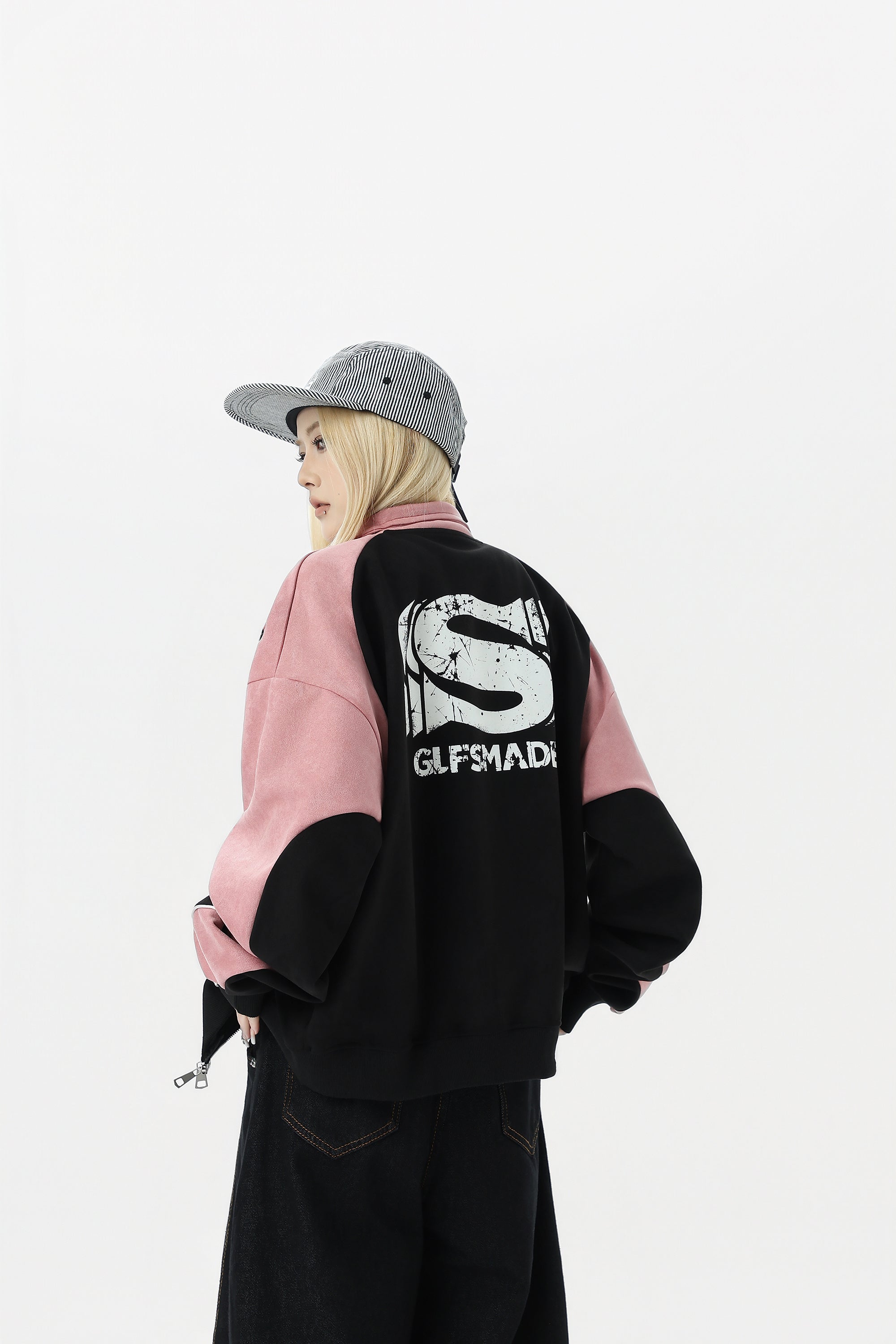 womens-oversized-racing-jacket-pink-back-model